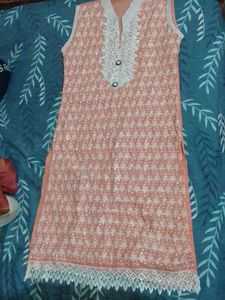 Peach Embroidered Kurta
