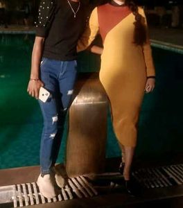 Winter Brown &amp; Mustard Dress