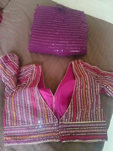 Purple Sequence Ready To Wear Saree With Blouse