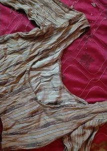 Tan And Brown Colour Blouse Cotton
