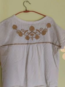 Embroidered Tassel Top