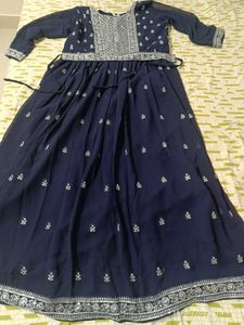 Xl New Unused Elegant Navy Blue Anarkali With Belt