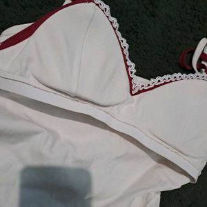 Gingham Red White Bra Top