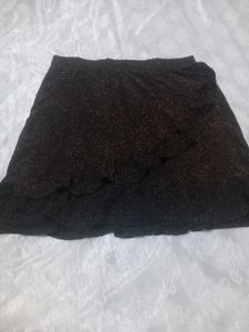 Flare Golden Nd Black Skirt