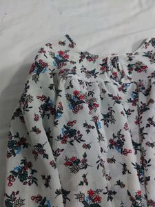 Floral Print Flared Top