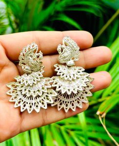 White Peacock Earrings