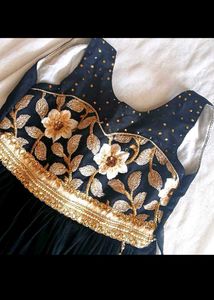 Girls&#39; Black Embroidered Dress