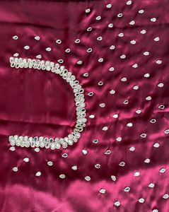 Brand New Hand Embroidered Maroon Mirror Saree
