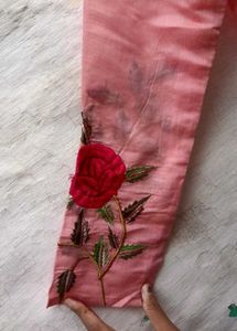 Sheer Pink Embroidered Long Shrug💗💗