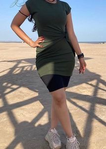 Olive Green Tie-Waist Dress