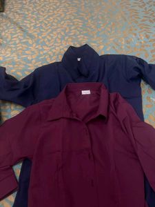 women Blue &amp; Purple Office Wear Formal Shirt Combo