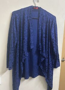 Stylish Blue Patterned Cardigan