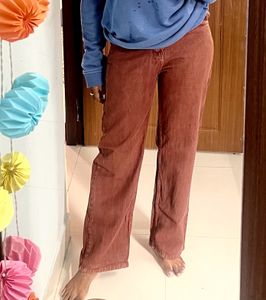 Tan Brown Straight Fit Jeans