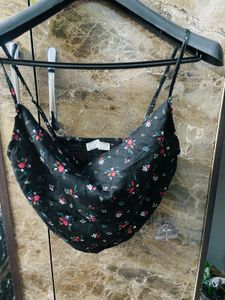Cowl Neck Crop Top With Floral Print