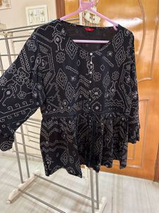Black Printed Top kurti