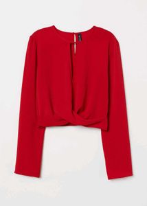 H&M Red Knotted Long Sleeve Top♥️
