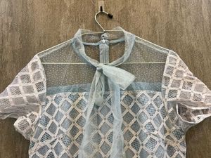 Powder Blue Elegance Mesh Lace Dress