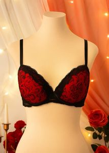 Red & Black Lace Bra