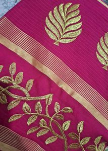 Elegant Pink Embroidered Saree