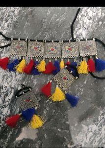 Oxydised Necklace With Earings
