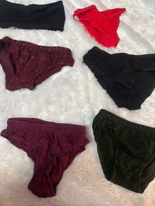 pack of 5 used panties and 1 tube bra