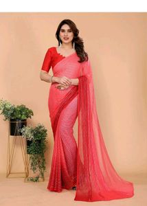 BRAND NEW PINK & RED SHADE SAREE WITH ATTACH BLOUS