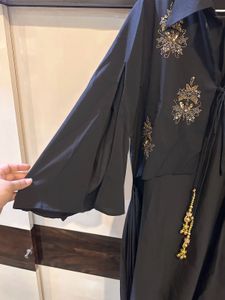 Embellished Black Dress with Attached Jacket