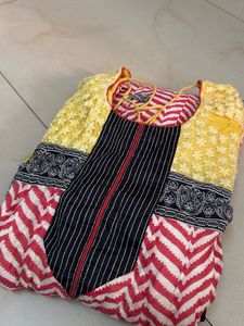Red &amp; White Printed Kurta