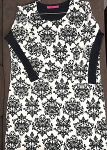 Patterned Black &amp; White Dress