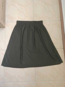 Olive Green Pleated Skirt