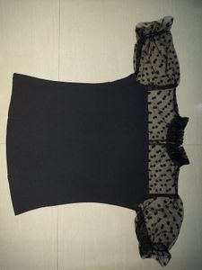 Chic Black Polka Dot Mesh Top