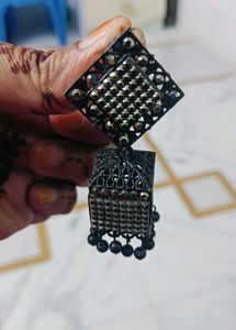 A Beautiful Black Oxidise Earings Looking Good