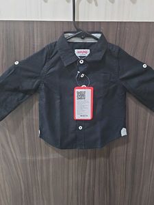 Babyhug Black Solid Full Sleeve Shirt