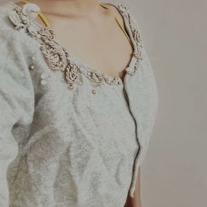 Embellished Grey Cardigan