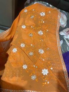 Pretty Colour Embroidered Saree