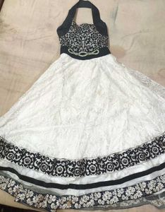 Elegant Black and White Halter Dress