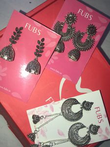 FUBS Silver Tone Earring Set