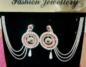 New Elegant Red and Pearl Jewelry Set