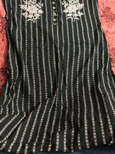 Striped Embroidered Kurta