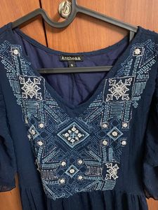 Myntra Athena Blue Dress Size S Full Sleeve Midi D