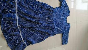 Blue Floral Print Maternity Dress