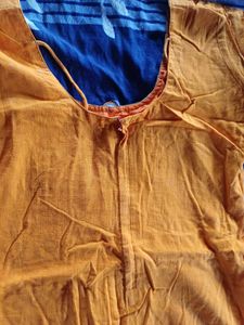 Mustard Yellow Embroidered Kurti