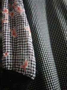 Checkered Dress with Floral Sleeves