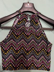 Printed Polyester Crop Top