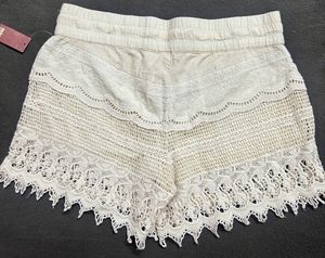Satin Front Tie Crochet Short