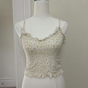 Y2K Korean Cotton On Women's White and Yellow Crop