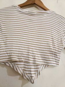 Off White Stripped Crop Top