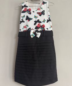 Girls' Black & White Butterfly Dress