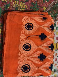 Orange Embroidered saree