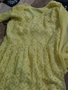Yellow Embellished Salwar Kameez Set